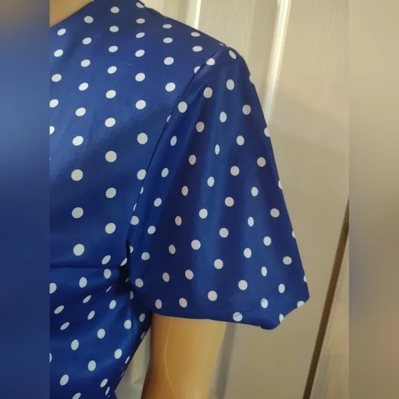 Anthony Richards women's size 8 petite blue with polka dot dress - Picture 4 of 8